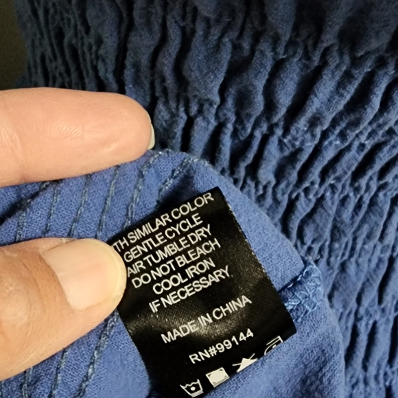 Anthropologie Lapis blue linen tiered peasant dress size mp - Picture 9 of 9